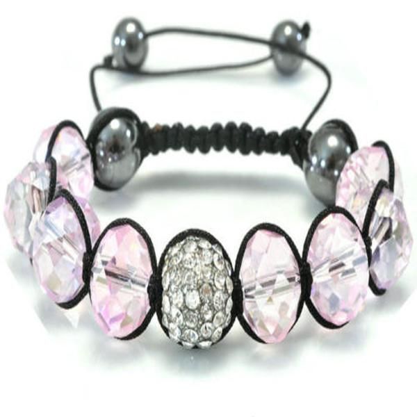 Joyería de moda pulsera de cristal amatista Fit brillante pulsera de perlas de diamante ajustable