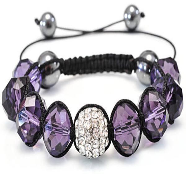 Modeschmuck Amethyst Kristall Armband Fit leuchtenden Diamant Bead Armband einstellbar
