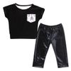 refroidir les garçons noirs costumes bébé tout-petits enfants layette Outfit poche Tops T-shirt attachés + longues Pantalons Pantalons 2PCS enfants de la mode Set top