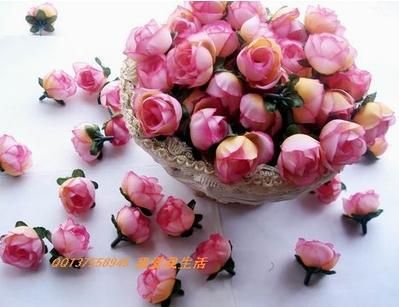 500 teile / los Künstliche Seide Simulation Rose Rosebud Blume Kopf Kamelie Blumen Mit Blättern Hochzeit Weihnachten 6 Farben 3 cm