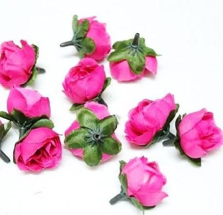 500 adet / grup Yapay Ipek Simülasyon Gül Yaprakları Ile Rosebud Çiçek Kafa Kamelya Çiçekler Düğün Noel 6 Renkler 3 cm