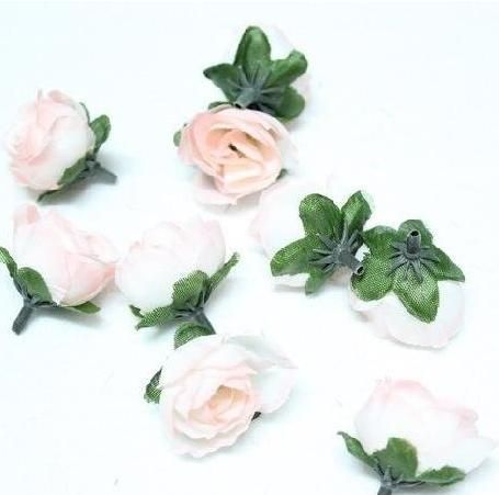 / Simulazione di seta artificiale Rose Rosebud Flower Head Camellia Fiori con foglie Matrimonio Natale i 3 cm