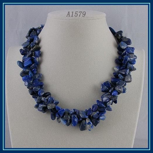 Groothandel handgemaakte lapis ketting 3 lows mooi blauw lapis ketting hot koop gratis verzending A1579