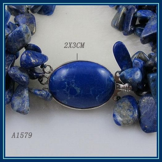 Venta al por mayor collar de lapislázuli hecho a mano 3 filas hermoso collar de lapislázuli azul venta caliente envío gratis A1579