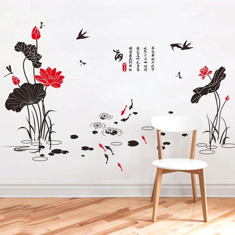Decorative Wall Stickers lotus flowers flying birds dragonfly swimming fish wall stickers Decorative Wall Stickers lotus flowers flying birds dragonfly swimming fish wall stickers