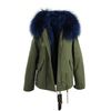 Garniture en fourrure bleue de marque JAZZEVAR 100% doublure en fourrure de lapin armée mini parkas en toile Doublure détachable femmes manteaux de neige comme style mme