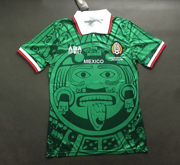 2018 Camiseta De Fútbol Retro Mexico Home Green Away White World Cup ...