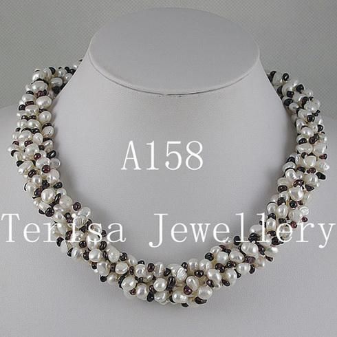 Belo colar de pérolas colar de jóias frete grátis da mulher 1 pçs / lote 6 linhas colar A158