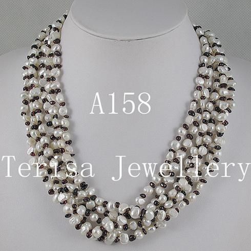 beau collier de perles de grenat livraison gratuite bijoux de femme collier / 6rows collier A158