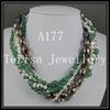 Moda Mieszanki Kolor 7rows Jade Crystal Bead Srebrne Koraliki Pearl Naszyjnik Boże Narodzenie Prezenty Biżuteria A177