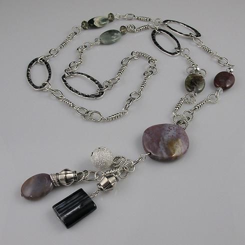 la conception spéciale de Fantaisie Jasper cristal Tibétain chaîne en argent collier nouveau style de bijoux collier A1623