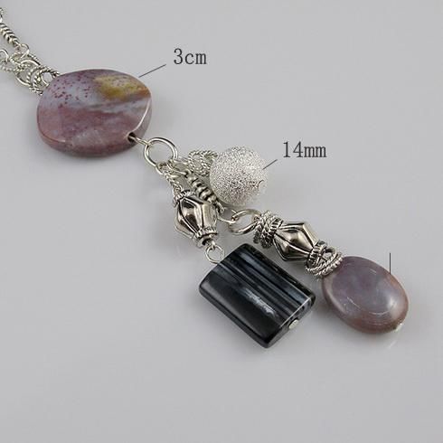 diseño especial de lujo Jasper cristal de plata tibetana collar de cadena nuevo estilo A1623 collar de la joyería