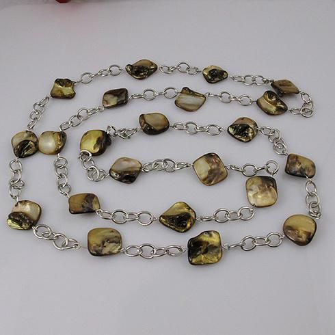 conception spéciale bijoux chaîne en argent plaqué + collier en coquille brune livraison gratuite 1pcs / lot A1633