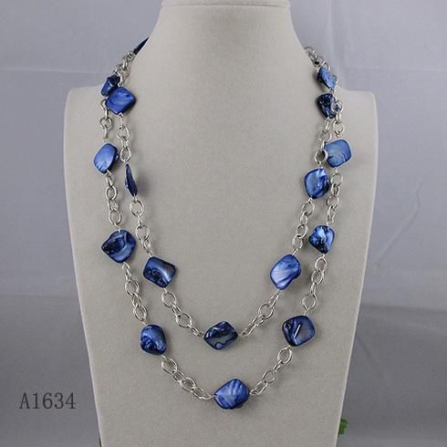bijoux de conception spéciale chaîne en plaqué argent + collier coquille bleue livraison gratuite 1pcs / lot A1634