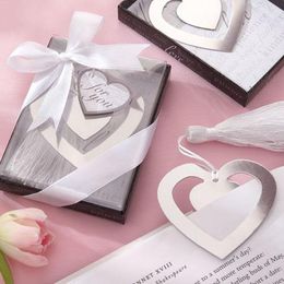 Free Shipment 10PCS Stainless Steel Love Story Heart Bookmark with Tassel Party Favors Baby Shower Birthday Gifts Event Keepsake