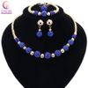 Top Exquisite Dubai Crystal Necklace With Micro Pave CZ Disco Ball Beaded Jewelry Set Bangle Earing Ring