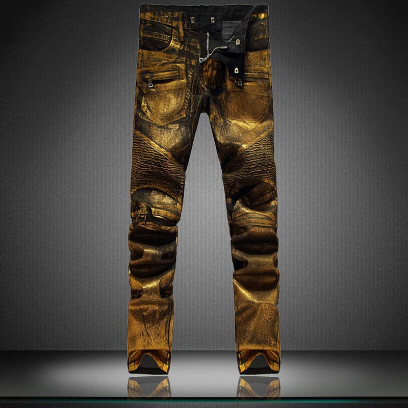 Compra Hombre Moda Pista Brillante Golden Coated Oiled Stretch Slim Biker  Lavado Robins Jeans Famosa Marca Dobla Zipper Diseñador Robin Jeans Para  Los Hombres Barato | Entrega Rápida Y Calidad | Es.Dhgate