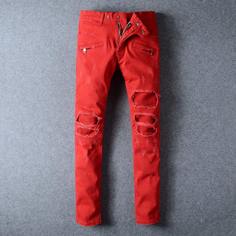 red ripped pants