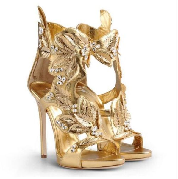 

2017 Европейский золотой золотой лист Стилет сексуальные дамы банкетный свадебные