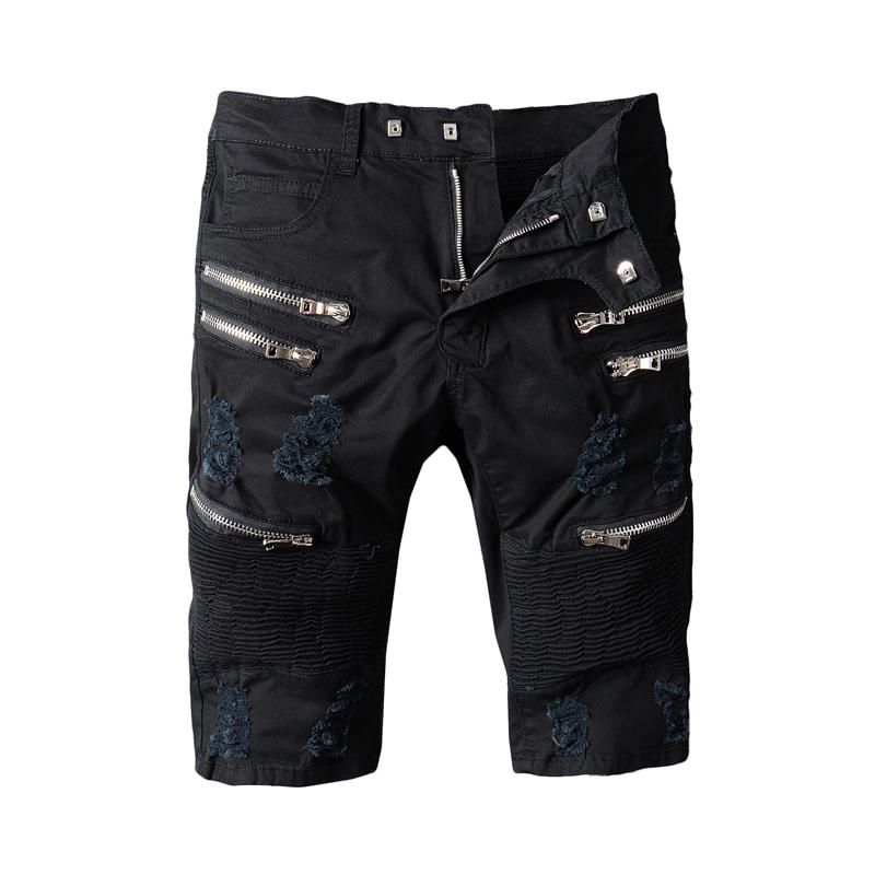 Wholesale Ripped Jeans Shorts Men - Buy Cheap Ripped Jeans Shorts Knee Length Black Ripped Denim Robins Shorts Hole Zipper Biker robin Jeans Shorts For Men Slim Skinny Destroyed Torn Jean Short 100% Cotton - Wholesale Ripped Jeans Shorts Men - Buy Cheap Ripped Jeans Shorts