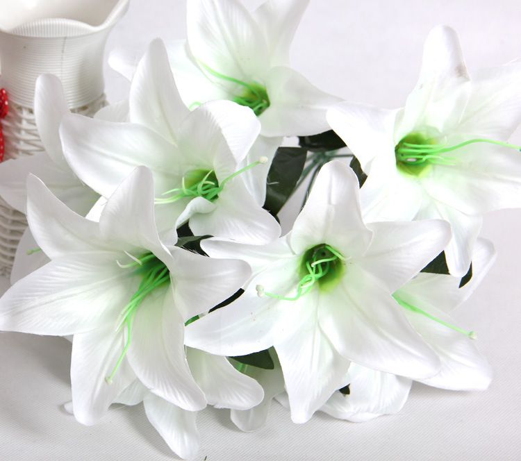 Giglio di profumo da 43 cm 10 teste Fiore di seta grezza Foglie di cemento plastico Fiori artificiali per matrimonio, casa, festa