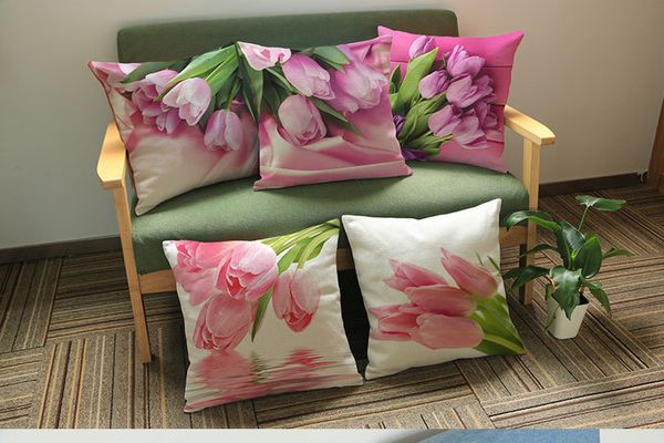2018 New Hot Tulip Flower Style Cushions Cover In 5 Patterns