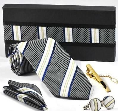 tie set TIE+HANKY+CUFFLINKS+tie bar tie cuff link Neckties,cuff button 12ets/lot FACTORY SALE #1752