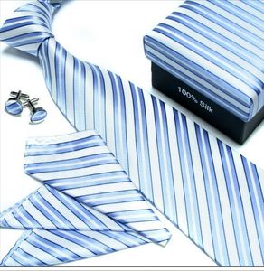 gravata conjunto TIE + HANKY + botões de punho gravata laço de punho Gravatas, gravatas, botão de punho 12 jogos / lote novo