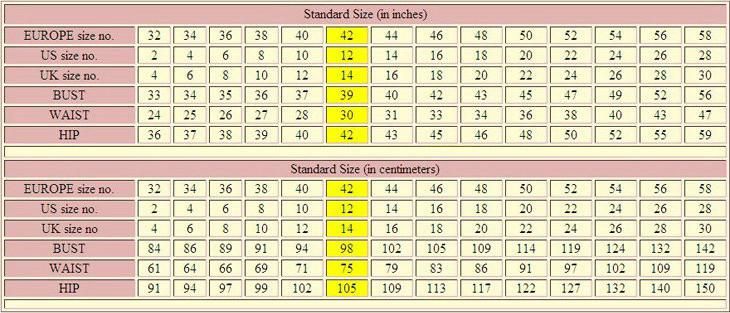 size chart