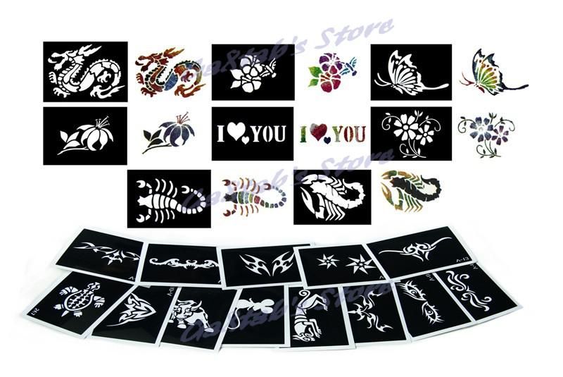 Wholesale 200 Sheets Tattoo Stencils For Body Art Temporary Glitter Tattoo Kit Mixed Designs By