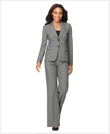 Discount Popular Women Suit Long Sleeve Jacket & Trouser Leg Pants Gray ...