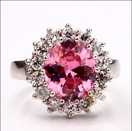 El anillo de compromiso 18 K chapado en oro incrustaciones de circonio de la princesa de la moda joyería clásica envío libre / 