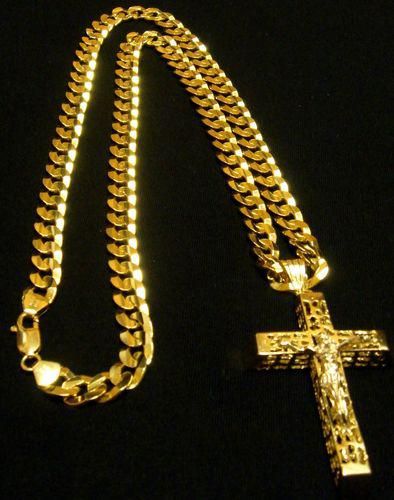 30 14k solid gold cuban link chain w pend