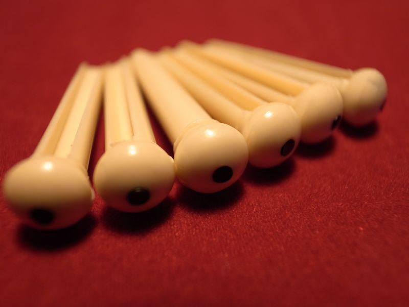 Bridge Pins , Bridge Pins For Acoustic Guitar Accessories Ivory W/ Black Dot Set Of 6 From