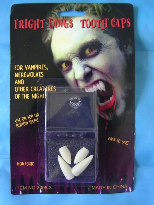 4 X Vampire Teeth Multi Fangs Costume Halloween Party Werewolf Fright Fangs Tooth Caps Italian