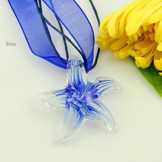 Neueste leuchtende starfish italienischen venezianischen lampwork murano glas handgefertigte billige anhänger für halsketten günstige modeschmuck Mup075