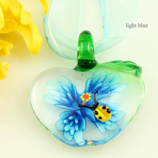 blommig blomma äpple nyckelpiga murano glas italienska venetianska lampor handgjorda pendlar för halsband smycken billiga fahsion smycken mup083