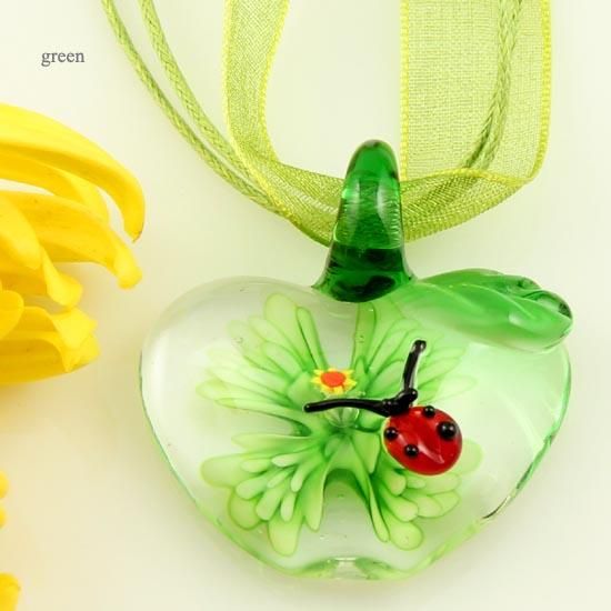 floral flower apple ladybug murano glass Italian venetian lampwork handmade pendants for necklaces jewelry cheap fahsion jewelry Mup083