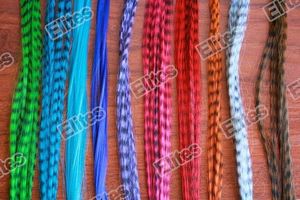 Grizzly Synthetic Rooster Feather Hair Extension Feathers Extensions 100pcs and 100 Free Beads