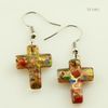 Cross murano lampwork blown venetian glass dangle earrings jewelry jewellery Mue019 cheap china fashion jewery