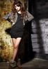 Free Shipping Hot Women's Cotton Dress Leopard Bat-wing Long Sleeve Patchwork Long Tops Mini Dress Black/Khaki