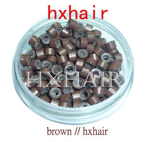 1000pcs 4.5mm With Silicone Micro Aluminium Rings Beads / Black D-Brown Brown L-Brown D-Blond Blond