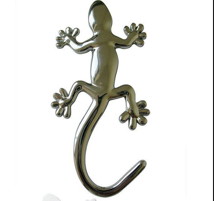 Darmowa wysyłka przez FedEx Car Body Post Naklejki 3D Srebrne Gecko Vinyl Naklejki, Mała Etykieta Anima Lauto