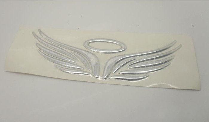 Fedex tarafından ücretsiz kargo 3d çıkartmalar gümüş melek kanat yapıştırıcı vinil çıkartmalar küçük uçan araba etiketi