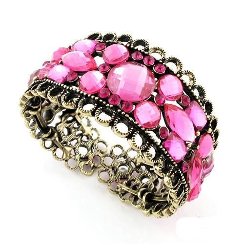 Fashion Jewellery Pink Bangle Bracelet Zircon Bangles Openings Bangle