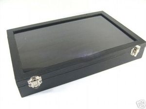 Bague en verre Noir Affichage Boîte de boîtier de boîtier vitrine Multiples styles à choisir en Solde