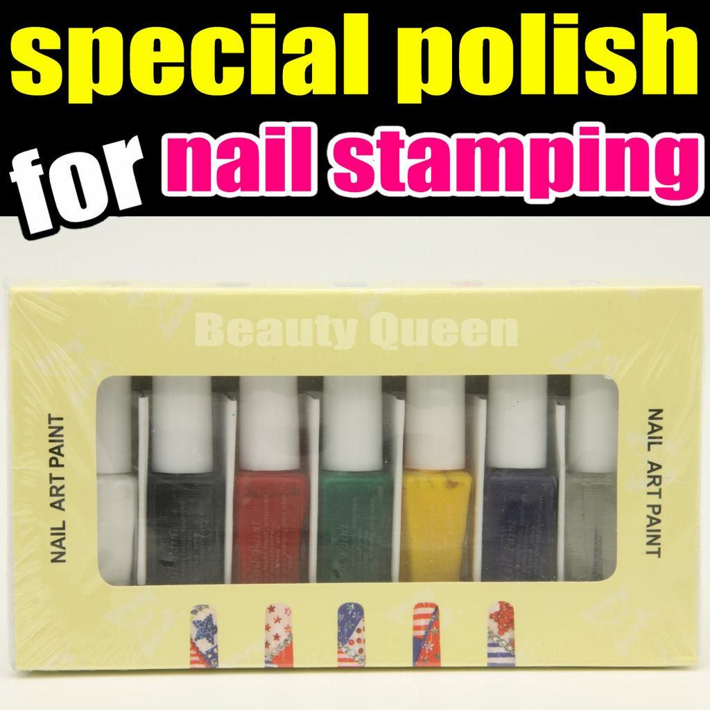 7Color Nail Art Special Polish Lack Paint Specializ för Nail Stamping Plate Stamp Print Template
