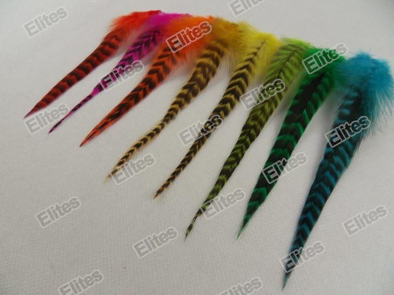 Grizzly Rooster Feather Hair Extension Feathers Extensions + 1 Needle
