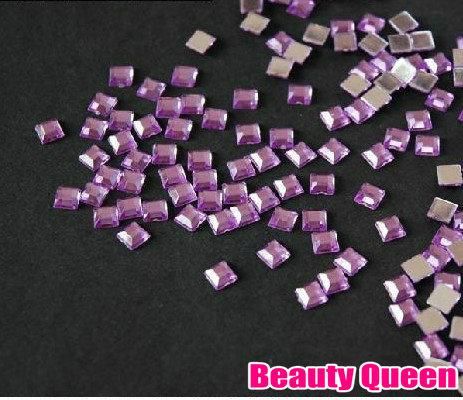 12 cores Forma Quadrada Strass Glitter Nail Art beads 2mm Ponta Acrílica