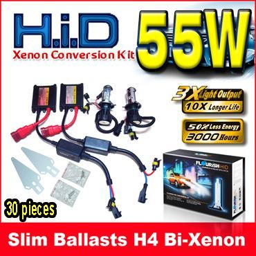 12V 55W H4 H / L H4-3 9003 Bi-xenon Black Slim Ballast HID Kit di conversione allo xeno 6K 8K 10K 12K